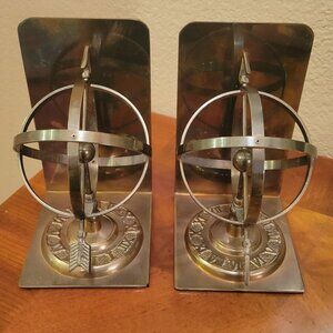 Brass Armillary Sphere Sundial Bookends